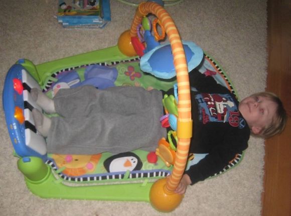 Tyler had fun decorating his baby brother's room including trying out his new toys!