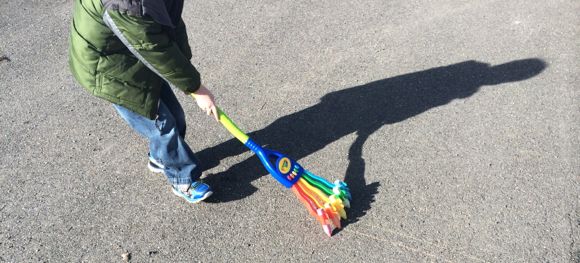 The Rainbow Rake lets kids make exciting new designs like rainbows and race tracks!