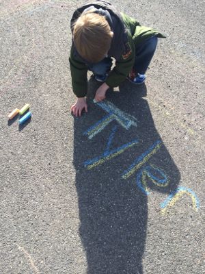 Writing Name with Chalk