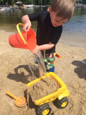 Construction toys are great for playing in sand!