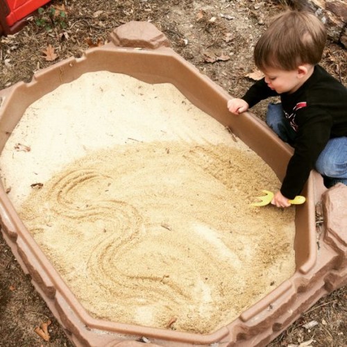 Trevor had so much fun copying the lines I made in the sand, and he didn't even realize he was building skills needed for academic success!