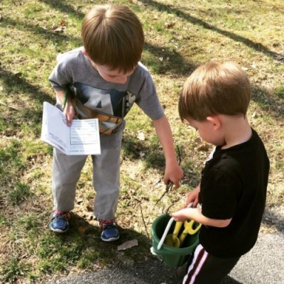 My boys had so much fun working together to find different objects in nature.