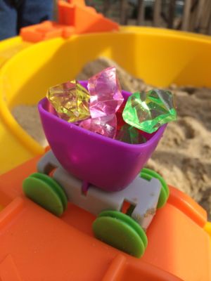 My kids had so much fun pretending they were one the Seven Dwarves mining for gems! (Note: Although this set comes with gems, the ones in this picture were my gems that added for even more excitement and fun!)