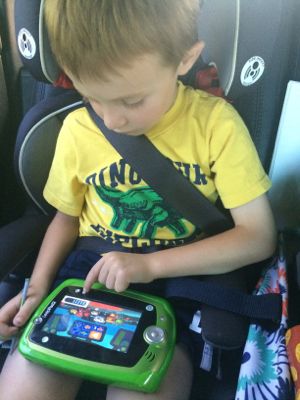 My boys can play on their LeapPads for hours during our road trips!