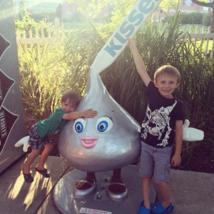 Before entering the park my kids love taking a picture with the candy statues!