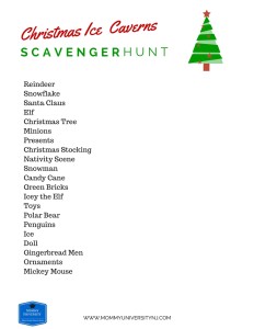 Christmas Ice Caverns Scavenger Hunt