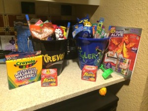 We brought our own Easter baskets and goodies which we set up in the hotel room for Easter morning!