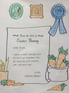 My boys were so excited to get a personal note from the Easter Bunny!